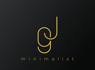 GJ Minimalist Logo with Interlocking Shapes on Solid Black Background. A clean and modern minimalist logo design.