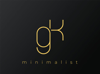 GK Minimalist Logo with Interlocking Shapes on Solid Black Background. A clean and modern minimalist logo design.