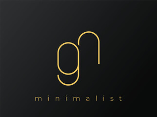 GN Minimalist Logo with Interlocking Shapes on Solid Black Background. A clean and modern minimalist logo design.