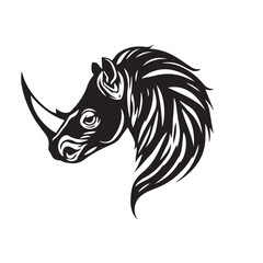 Rhinoceros Head Silhouette on White Background. Rhinoceros Head Icon. Illustration of a Rhinoceros Head.