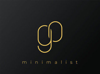 GO Minimalist Logo with Interlocking Shapes on Solid Black Background. A clean and modern minimalist logo design.