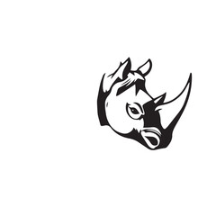 Rhinoceros Head Silhouette on White Background. Rhinoceros Head Icon. Illustration of a Rhinoceros Head.