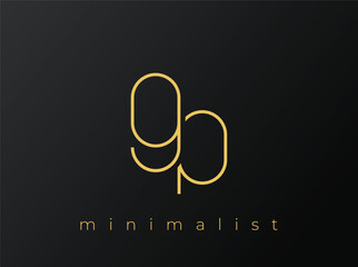 GP Minimalist Logo with Interlocking Shapes on Solid Black Background. A clean and modern minimalist logo design.