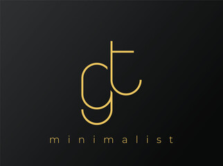 GT Minimalist Logo with Interlocking Shapes on Solid Black Background. A clean and modern minimalist logo design.