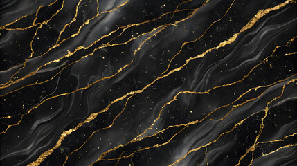 Black marble texture with gold veins and glitter image