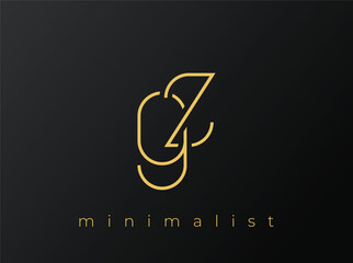 GZ Minimalist Logo with Interlocking Shapes on Solid Black Background. A clean and modern minimalist logo design.