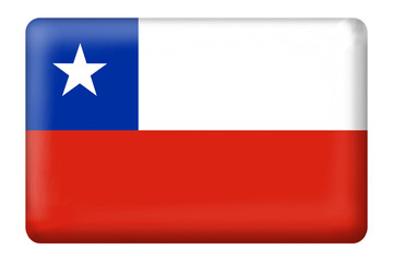Chile flag with square button shape on transparent background. National, flag, country, Chile, icon, symbol, language, travel, presentation, business, culture, png, 3d, digital, design, png, element