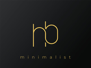 HB Minimalist Logo with Interlocking Shapes on Solid Black Background. A clean and modern minimalist logo design.
