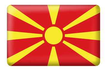 North Macedonia flag with square button on transparent background. National, country, flag, macedonia, language, travel, business, presentation, png, digital, design, element, sticker, culture