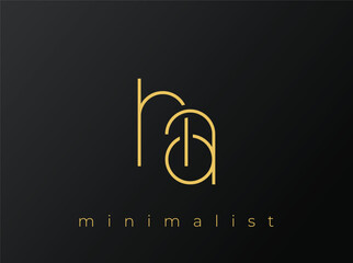 HA Minimalist Logo with Interlocking Shapes on Solid Black Background. A clean and modern minimalist logo design.