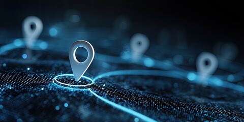 Abstract digital map with location markers