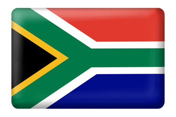 South African flag with square button shape on transparent background. Flag, national, country, travel, business, language, education, presentation, png, element, digital, design, sticker, etc.