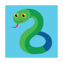 Fototapeta premium Vector Illustration of a Snake with Friendly Face