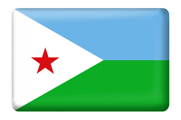 Flag of Djibouti with square button shape on transparent background. Flag, national, country, travel, icon, symbol, element, design, business, language, education, png, etc.