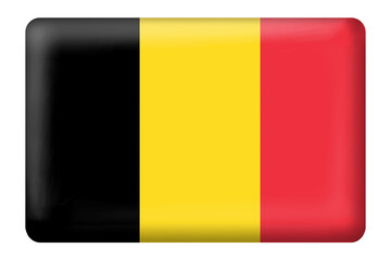 Fototapeta premium Belgian flag square button shape on transparent background. national, flag, country, travel, language, belgia, europe, world, education, presentation, business, web, element, digital, design, png