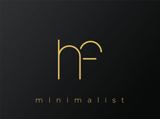 HF Minimalist Logo with Interlocking Shapes on Solid Black Background. A clean and modern minimalist logo design.