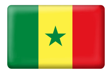 Senegalese flag square button shape on transparent background. Flag, national, country, senegal, travel, language, culture, celebration, independent day, print, sticker, business, presentation, etc.