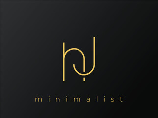 HJ Minimalist Logo with Interlocking Shapes on Solid Black Background. A clean and modern minimalist logo design.