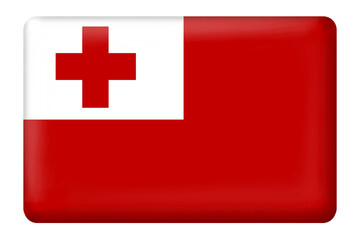 Tongan flag with square button shape on transparent background. Flag, national, country, Tonga, sticker, travel, independent day, celebration day, business, education, office, web, language, etc.