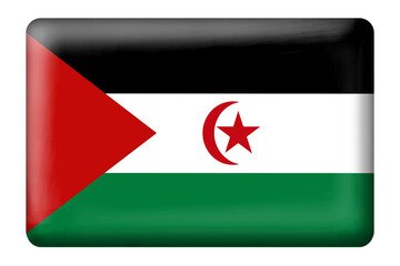 flag of western Sahara with square button. Sahara flag. National flag. Country flag. Flag. Sahara. Three-dimensional. El Aaiún. Red