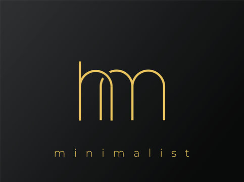 HM Minimalist Logo with Interlocking Shapes on Solid Black Background. A clean and modern minimalist logo design.