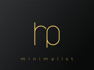 HP Minimalist Logo with Interlocking Shapes on Solid Black Background. A clean and modern minimalist logo design.