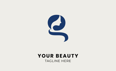 Minimal logo woman beauty with letter G. Feminine, body treatment and modern logo concept.