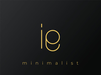 IE Minimalist Logo with Interlocking Shapes on Solid Black Background. A clean and modern minimalist logo design.