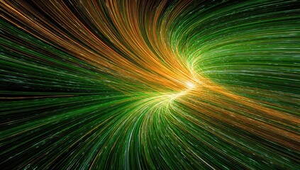 Obraz premium Abstract swirling lines of green and orange light