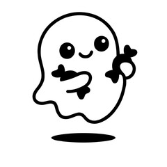 Vector art of cute ghost holding a candy, a spooky and sweet halloween treat with a friendly and playful design