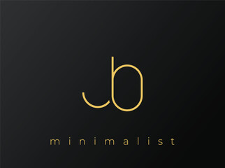 JB Minimalist Logo with Interlocking Shapes on Solid Black Background. A clean and modern minimalist logo design.