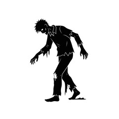 Fototapeta premium Vector art of silhouette of a zombie walking great for halloween, horror themes, or spooky designs with a creepy undead character