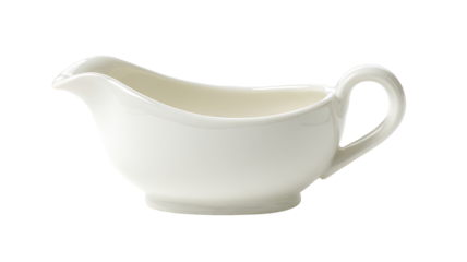 White porcelain gravy boat with handle