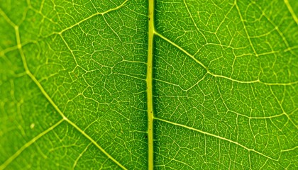 Obraz premium Close-up view of a vibrant green leaf's veins