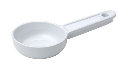 White ceramic measuring spoon with long handle