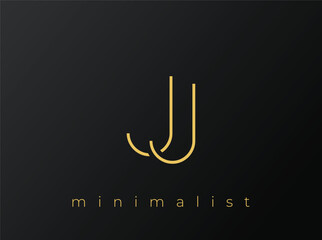 JJ Minimalist Logo with Interlocking Shapes on Solid Black Background. A clean and modern minimalist logo design.