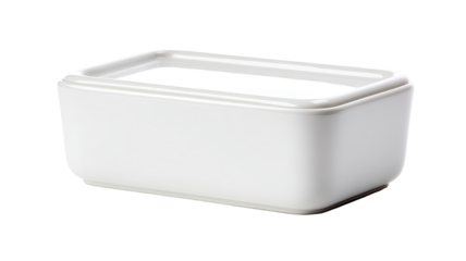 Rectangular white food storage container with lid