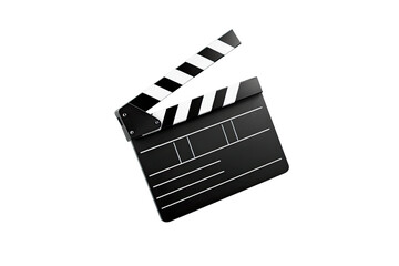 Black and white movie clapperboard, 3D style, isolated on black