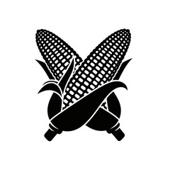 Vector art of two black corn cobs silhouette, a simple and elegant design element for a variety of creative projects