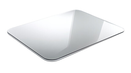 A glossy, rectangular, transparent surface