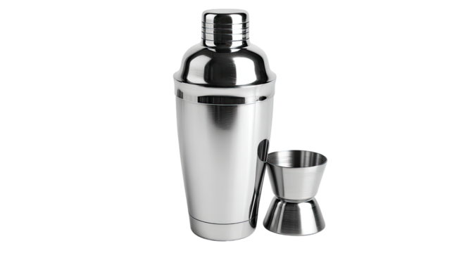 Stainless steel cocktail shaker and jigger