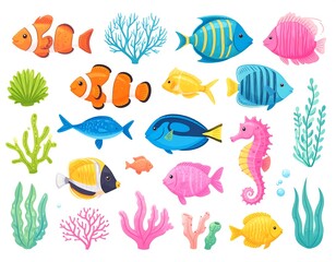 Naklejka premium Colorful underwater creatures