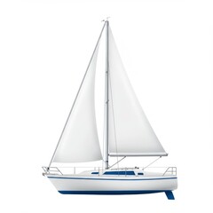 White Sailboat with Blue Hull on Water