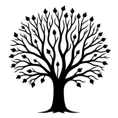Obraz premium Vector art of elegant tree silhouette, showcasing intricate branches and a strong trunk, symbolizing growth, nature, and resilience