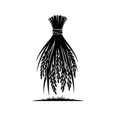 Vector art of a bundle of rice stalks tied together, , representing harvest, agriculture, and the bounty of the earth in a simple design