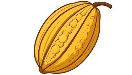Yellow cocoa pod, cartoon style