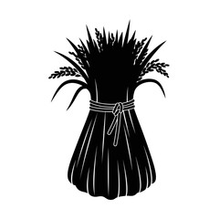 Vector art of silhouette of a bundle of wheat, symbolizing harvest, agriculture, and rural life in a minimalist and elegant design