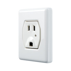 White electrical outlet, rectangular shape, two-pronged plug