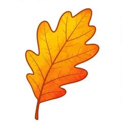 Fototapeta premium Orange and Yellow Autumn Oak Leaf Illustration