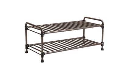 Two-tiered metal shoe rack